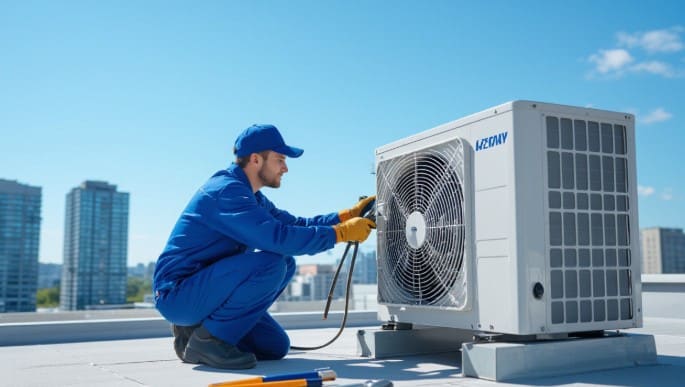 man doing AC replacement